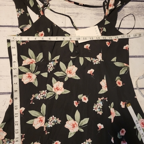 LUNA Black Floral Dress Size L - Picture 5 of 11